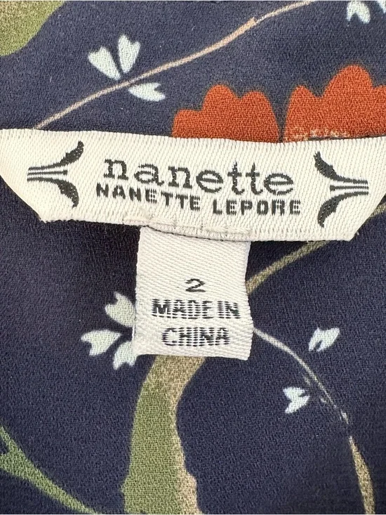 (NWT) NANETTE LEPORE Navy Floral Print Pintuck Dress - Picture 10 of 16